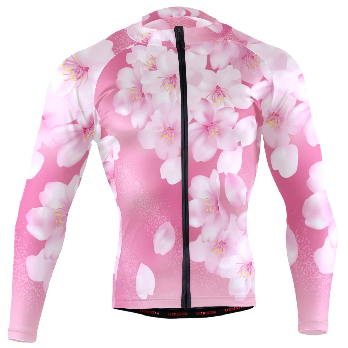 **Japanese Cherry Blossom Men's Cycling Jersey - Long Sleeve Bike Jacket for Road & Mountain Biking - Breathable & UV Protection for Outdoor Sports**
