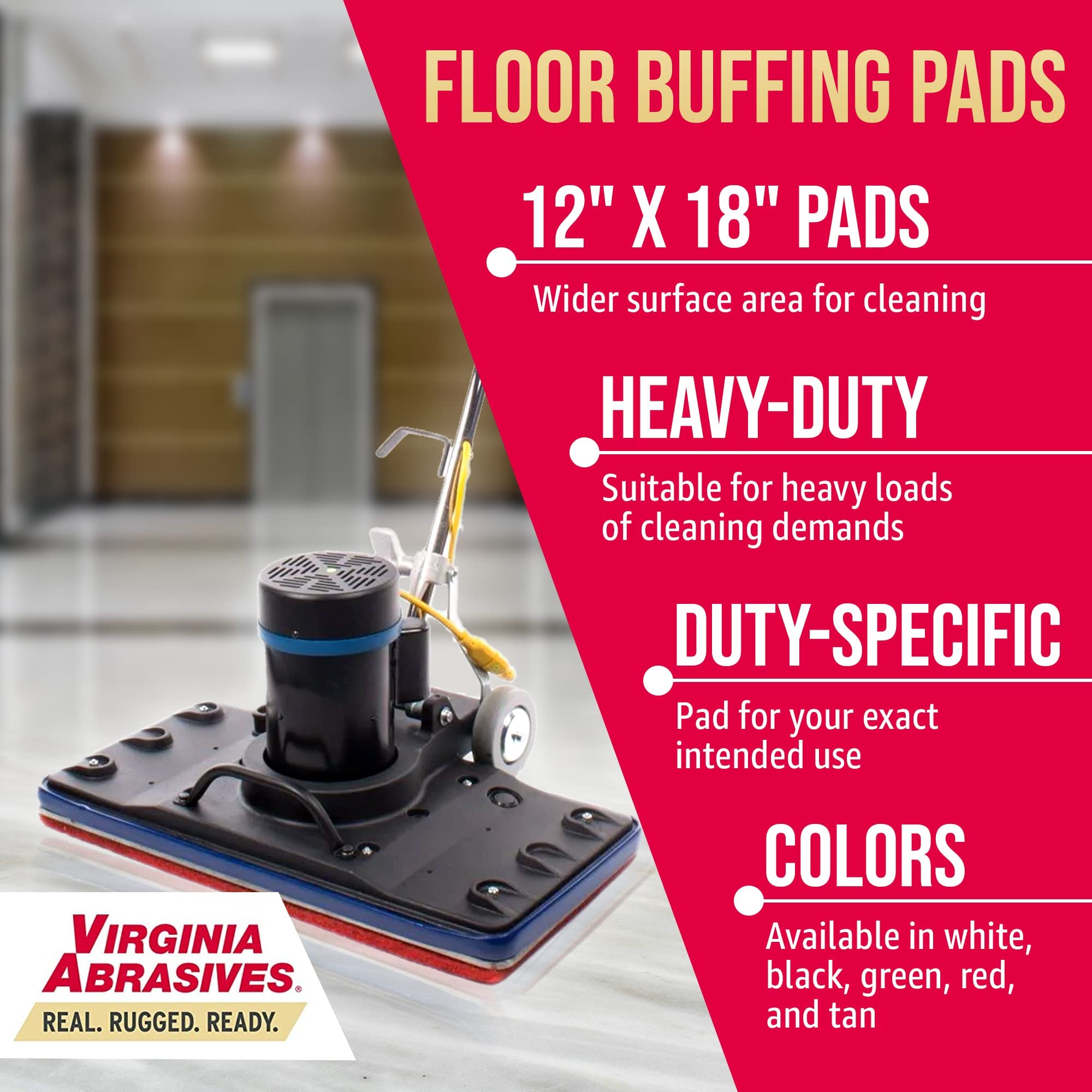 416-54185 Non-Woven Floor Scrubbing Pads - Heavy Duty 12x18