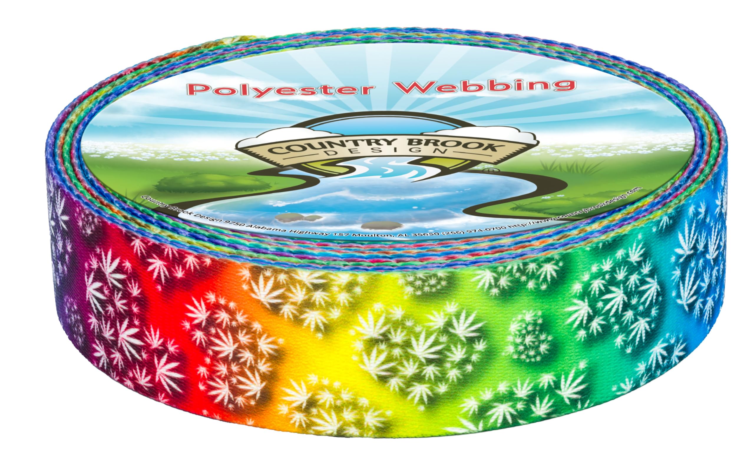 Country Brook Design - Groovy Ganja Polyester Webbing for Bags, Belts & DIY Crafts | Durable & Stylish Fabric Straps for Fashion Accessories & Sewing Projects
