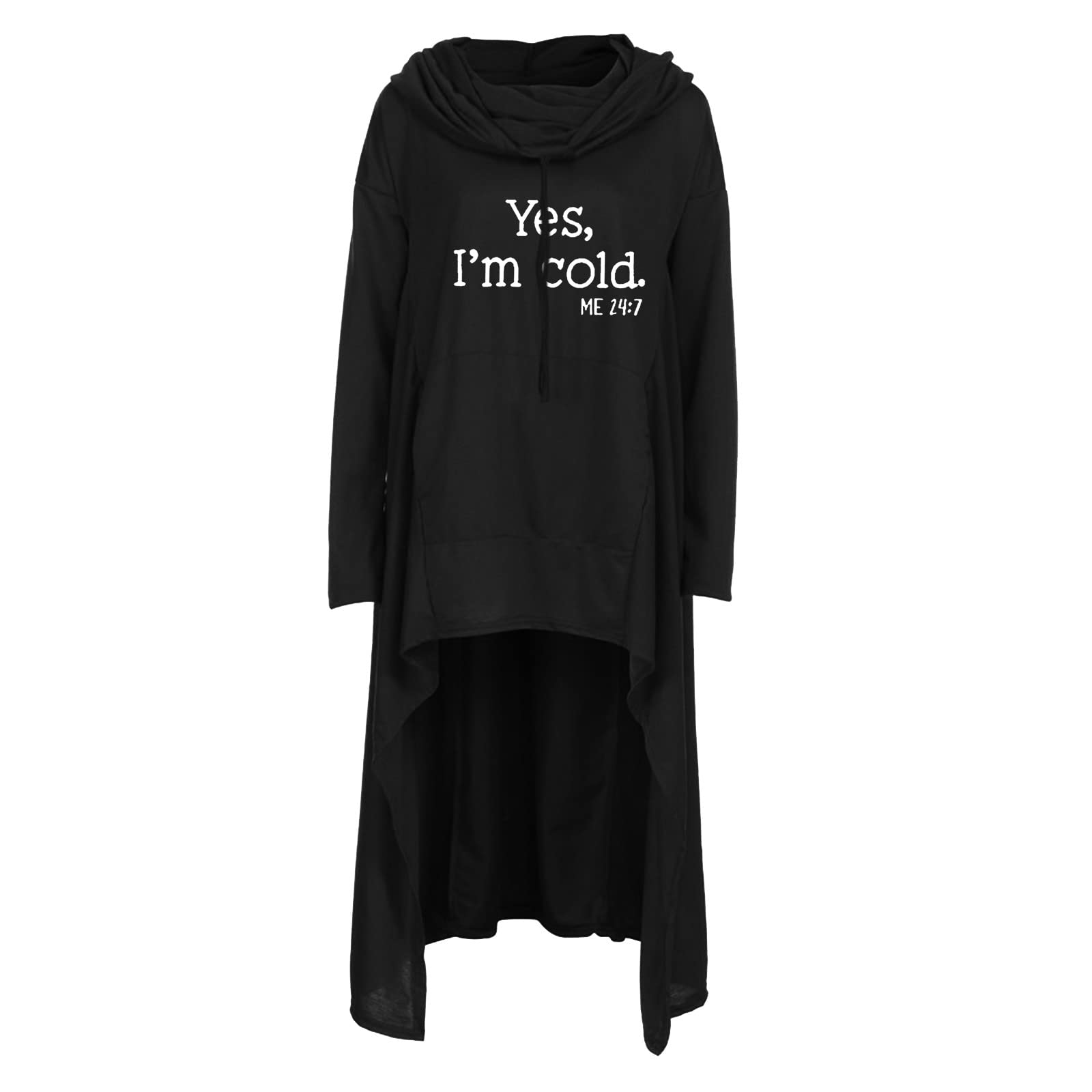 Women's Asymmetrical Hoodie - Loose Long Sleeve Pullover Sweatshirt with Drawstring & Pocket | Casual Letter Printed Hooded Blouse | Perfect for Streetwear, Lounge Wear & Fall Fashion