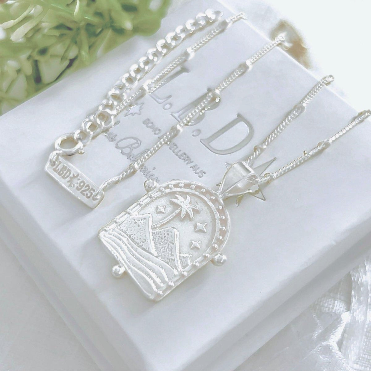 Bohemian Paradise Sterling Silver Necklace for Women - Handmade Layering Pendant Jewelry - Perfect for Festivals, Beach Vacations & Boho Style Outfits