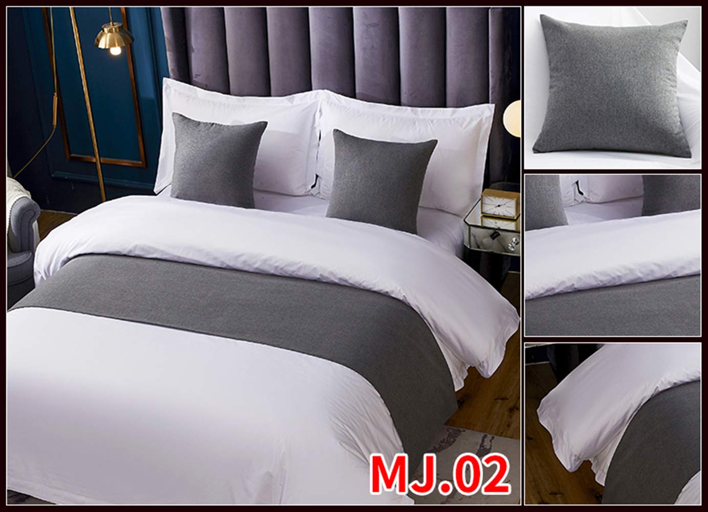 Twelves Grey Bed Runner Scarf - Queen Size Decorative Bedding for Bedroom, Hotel & Wedding Decor | Elegant Bed Cover for Luxury Bedroom Styling