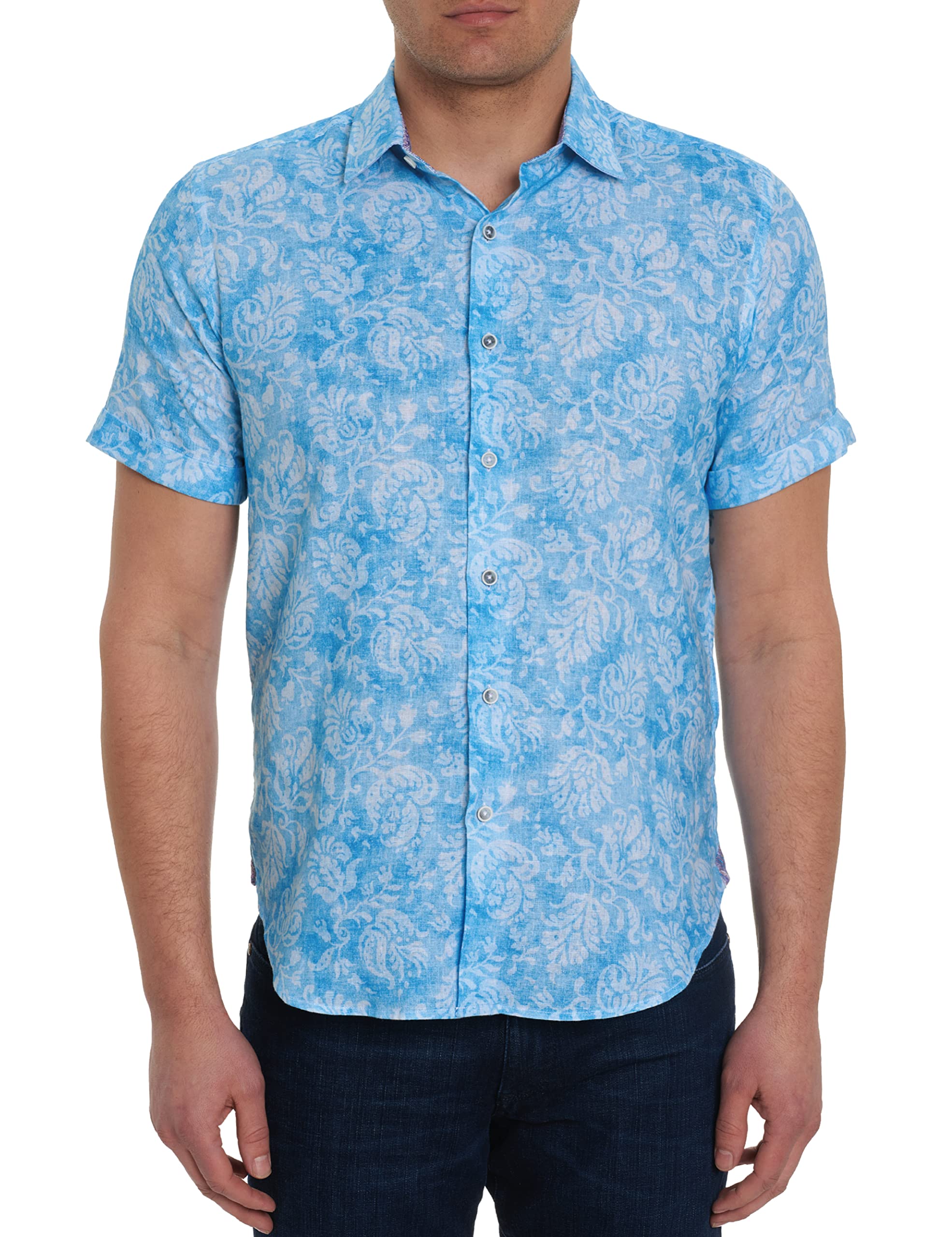 Robert Graham Men's Cayuga Short Sleeve Button Down Shirt | 100% Cotton Casual Hawaiian Shirt for Summer | Perfect for Beach Vacations, Pool Parties & Outdoor Events