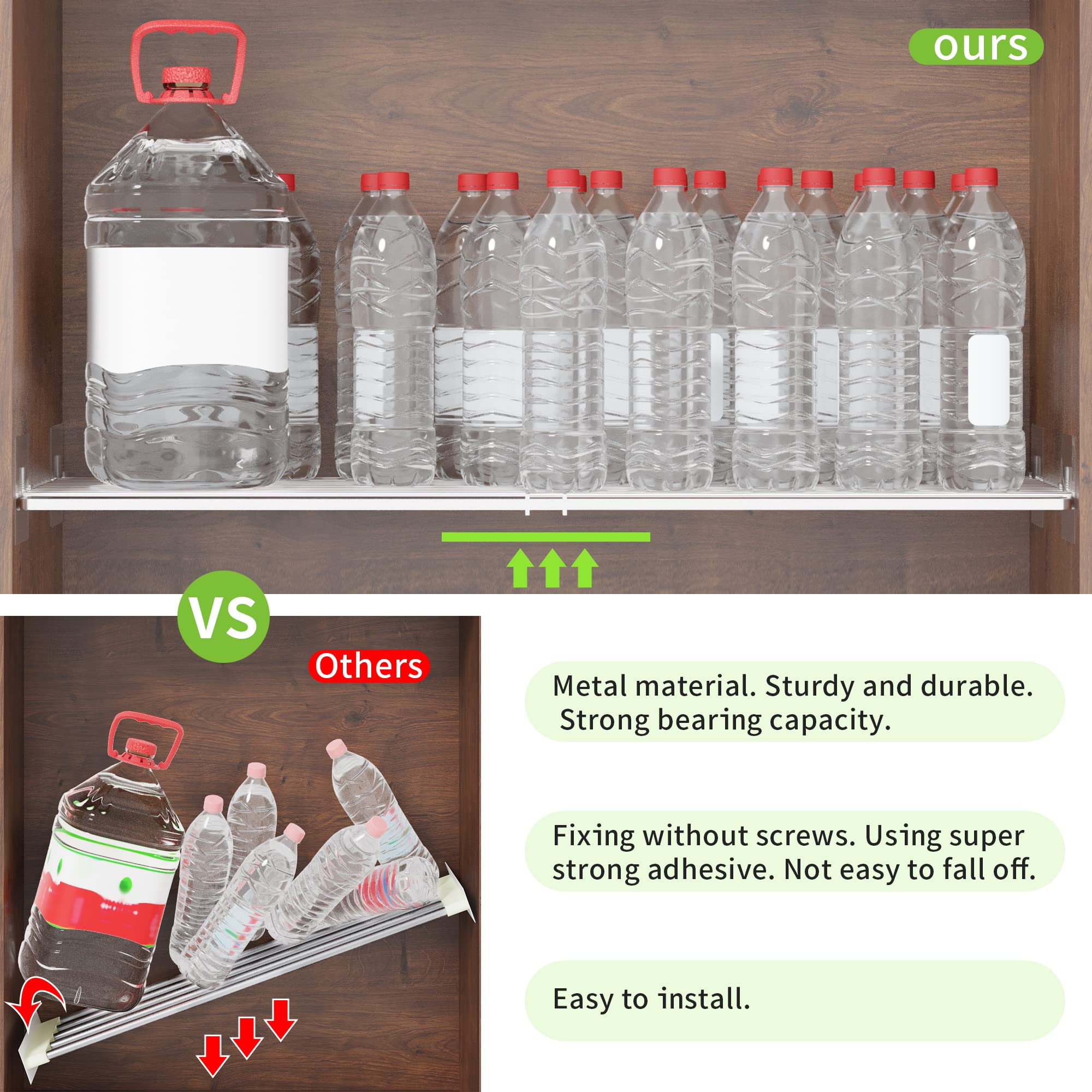 Expandable Closet Shelves Organizers - Adjustable Storage Shelf for Cabinet, Wardrobe, Pantry & Kitchen - Space Saving Closet Divider - 2 Pack - Perfect for Small Spaces & Home Organization