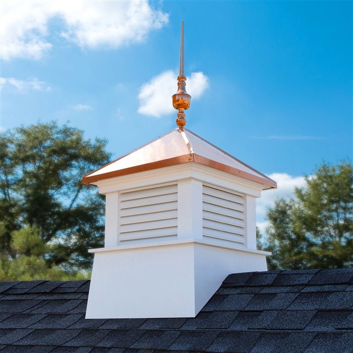 30 Square Manchester Vinyl Cupola with Victoria Finial - Weatherproof Roof Ventilation for Home & Garden Decoration | Perfect for Sheds, Gazebos & Outdoor Structures