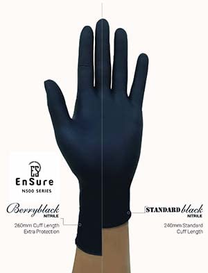 Premium Black Nitrile Exam Gloves - 5 Mil Thick, Powder & Latex Free, Chemo Rated, Non-Sterile, Textured Fingertips, Extended Cuff - Ideal for Medical, Dental, Food Handling & Industrial Use