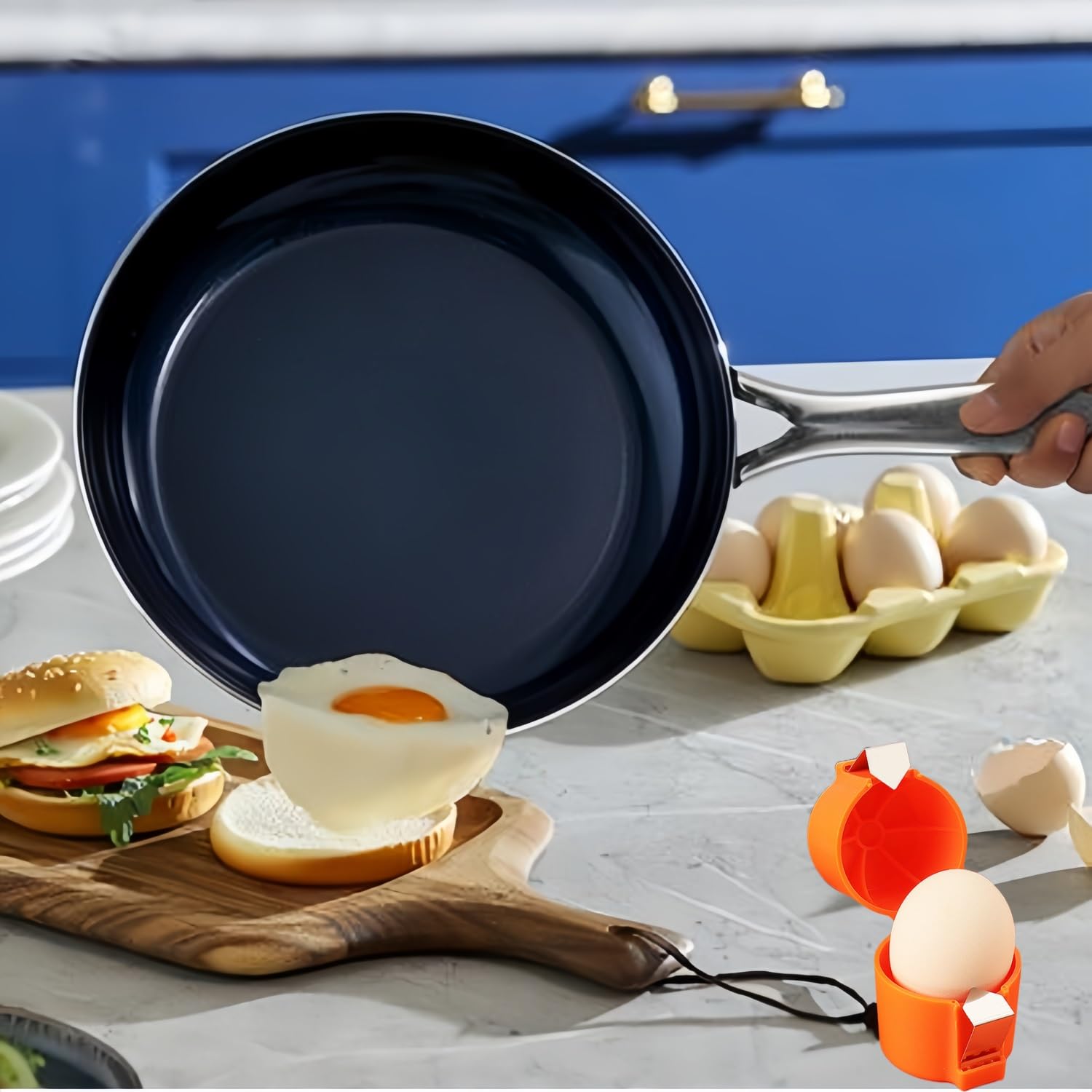 2025 New Egg Shell Opener - Handheld Egg Cracker Tool for Raw Eggs, Multifunctional Egg Breaker & Separator - Perfect for Cooking, Camping & Kitchen Use (1PC, Orange)