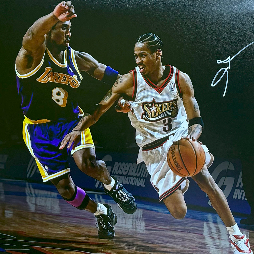 Authentic Allen Iverson Autographed Philadelphia 76ers 16x20 Framed Photo with JSA Certificate - Perfect for NBA Memorabilia Collectors & Sports Fans