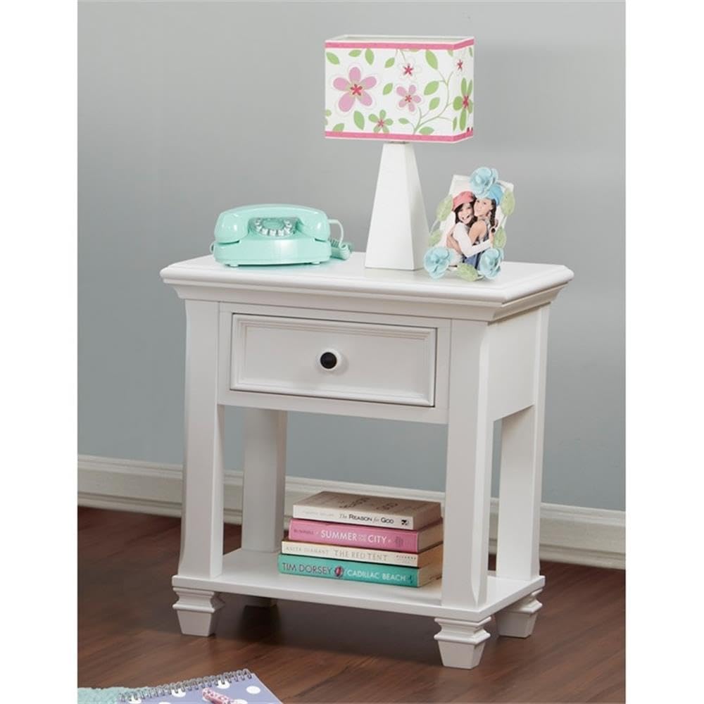 Baby Cache Glendale 1 Drawer Nightstand in Pure White - Modern Nursery & Bedroom Furniture for Baby Room Decor & Storage Solutions