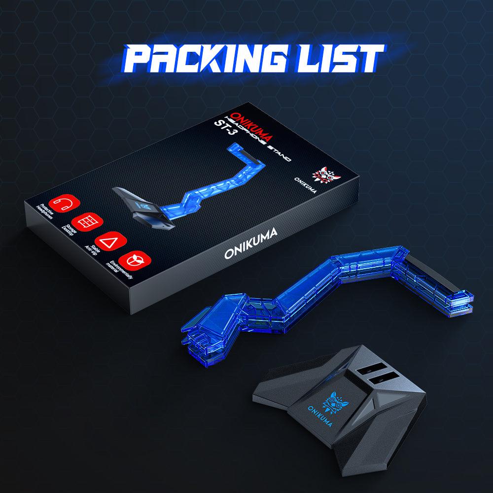 ONIKUMA ST 3 Acrylic Gaming Headset Stand with Hook - Perfect for Desk Organization & Headphone Storage for Gamers