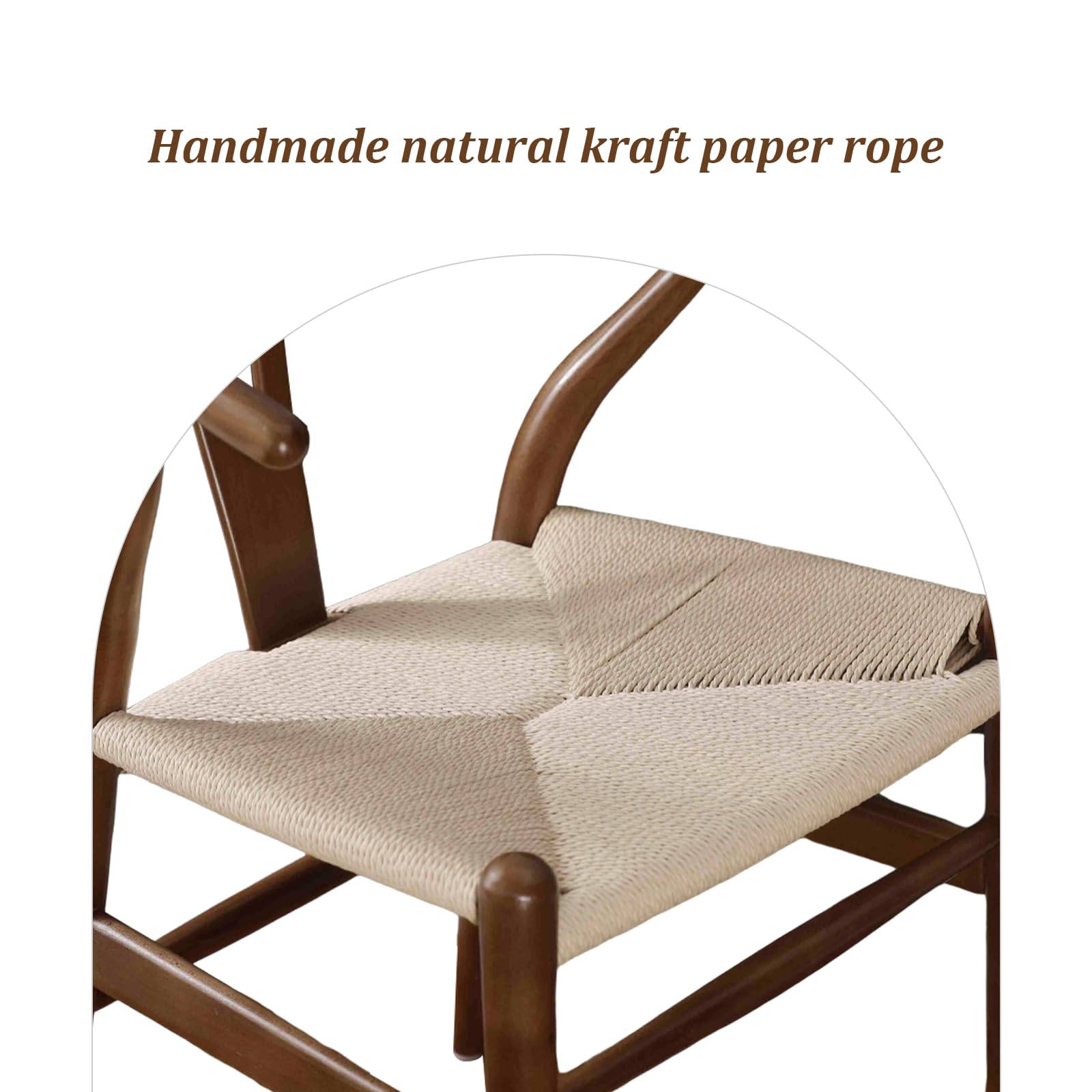 Natural Solid Wood Wishbone Chair - Hans Vegner Inspired Y Chair with Rattan & Wood Armrests (Ash Wood/Walnut, Set of 2) - Perfect for Dining Room, Kitchen, and Modern Home Decor