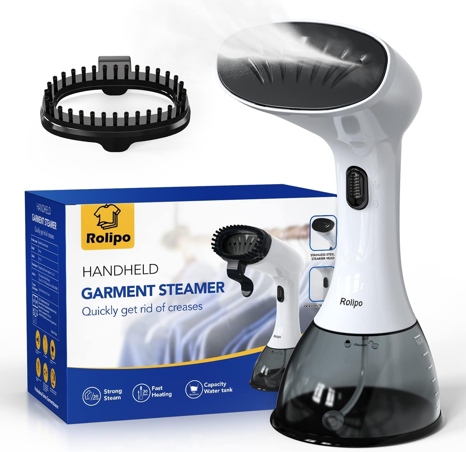 1350W Powerful Garment Steamer - Upgraded 400ML Large Water Tank for Efficient Wrinkle Removal - Portable Clothes Steamer for Home, Office & Travel - Perfect for Business Attire, Wedding Dresses & Everyday Clothing Care