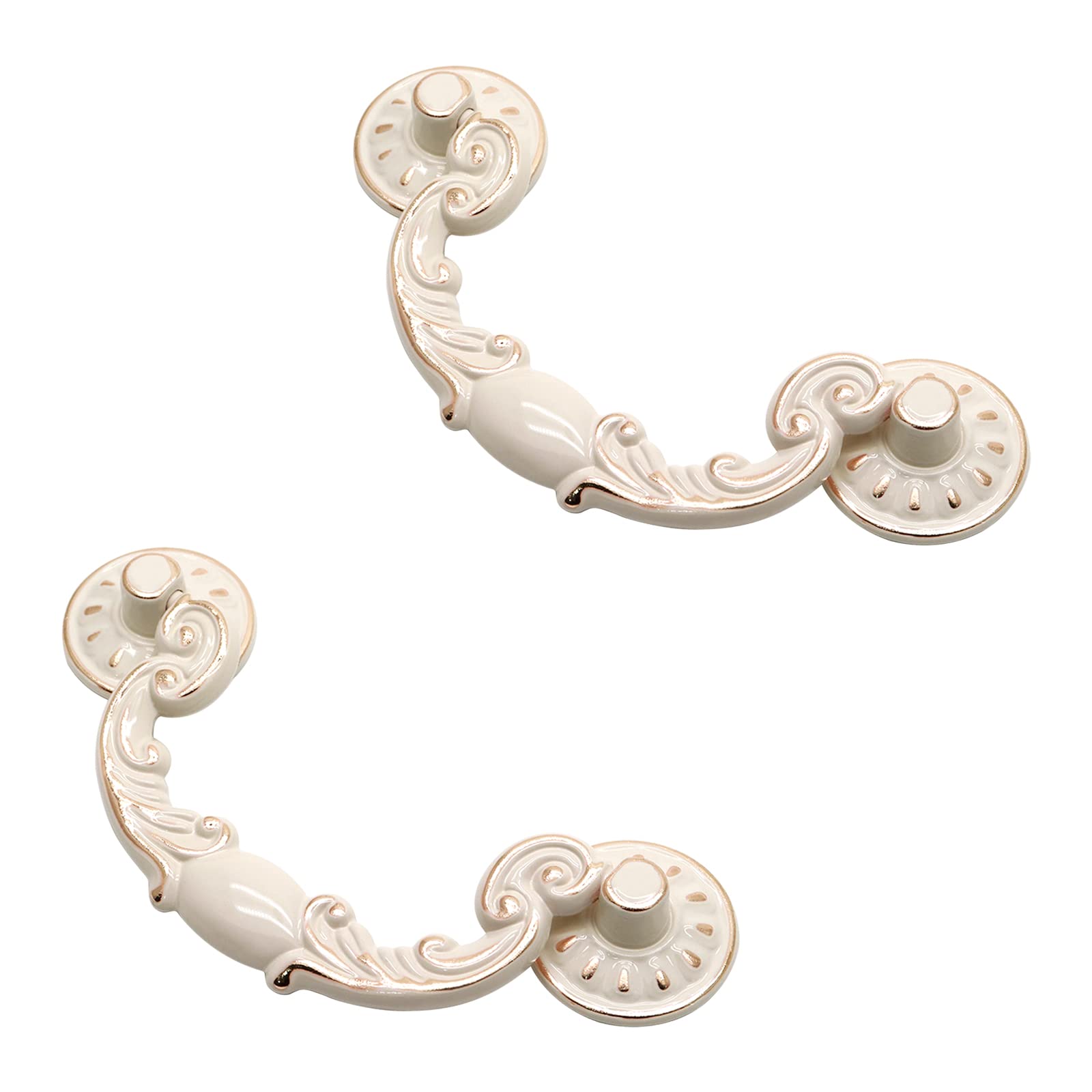 Curqia 2-Pack White Brushed Nickel Euro Style Cabinet Handles - 96mm (3.78