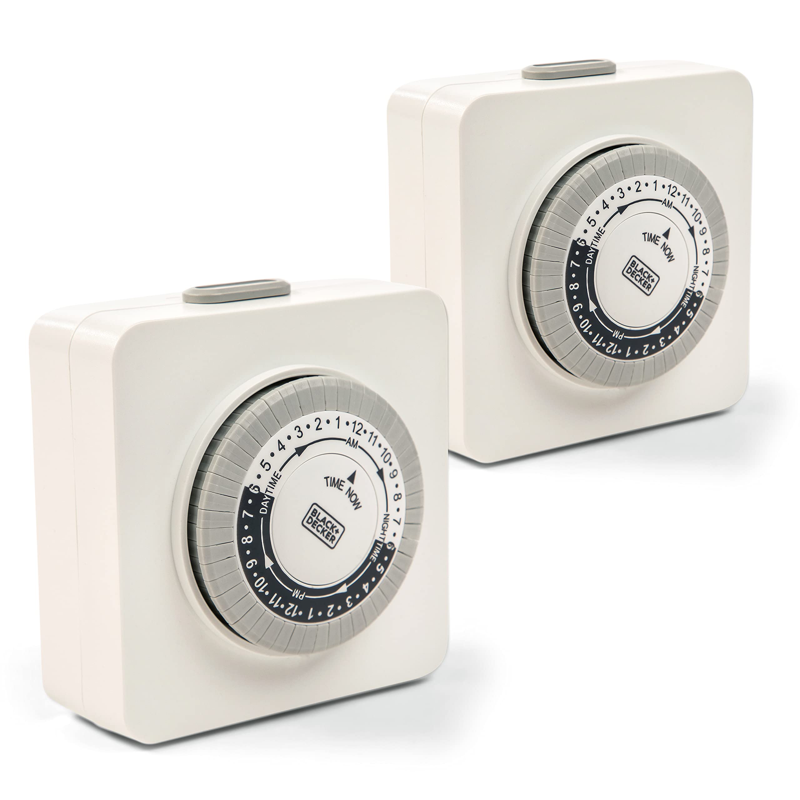 BLACK+DECKER Programmable Light Timer - 2 Pack Indoor Analog Outlet Timer with 2 Grounded Outlets, 30-Minute Intervals & Override Switch for Lamps, Christmas Lights & Small Appliances | Perfect for Home Automation, Energy Savings & Vacation Lighting