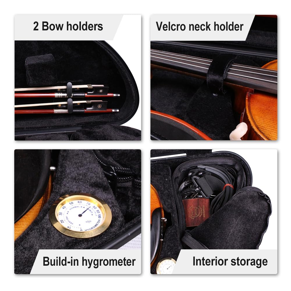 Yinfente 4/4 Full Size Carbon Fiber Violin Case - Lightweight 1.9kg Half Round Shape with Shoulder Strap, Combination Lock & Accessories Bag in Pink | Perfect for Professional Musicians, Music Students & Travel Protection