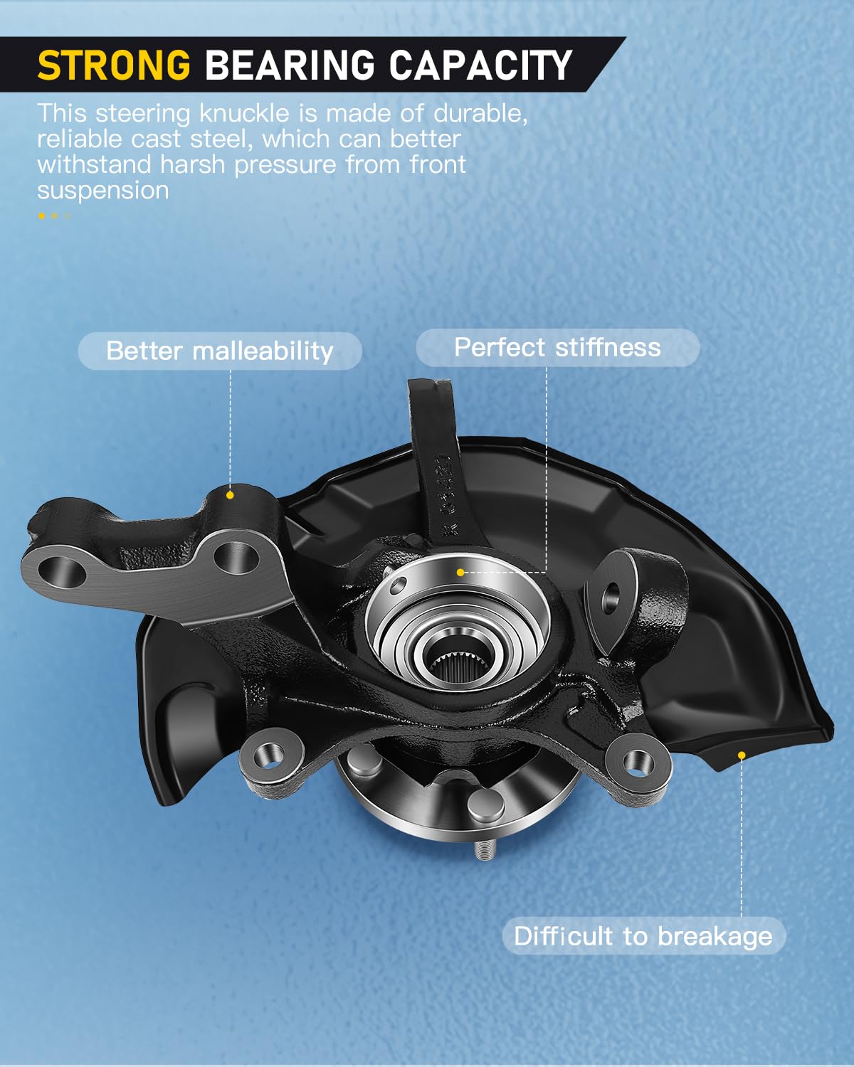 OCPTY Wheel Hub Bearing Steering Knuckle Assembly - Front Passenger (Right) Side - Compatible with 2004-2006 Toyota Sienna 3.3L & 2007-2010 Toyota Sienna 3.5L (Part# 698-428) - Perfect for Smooth Ride, Wheel Alignment & Suspension Repair