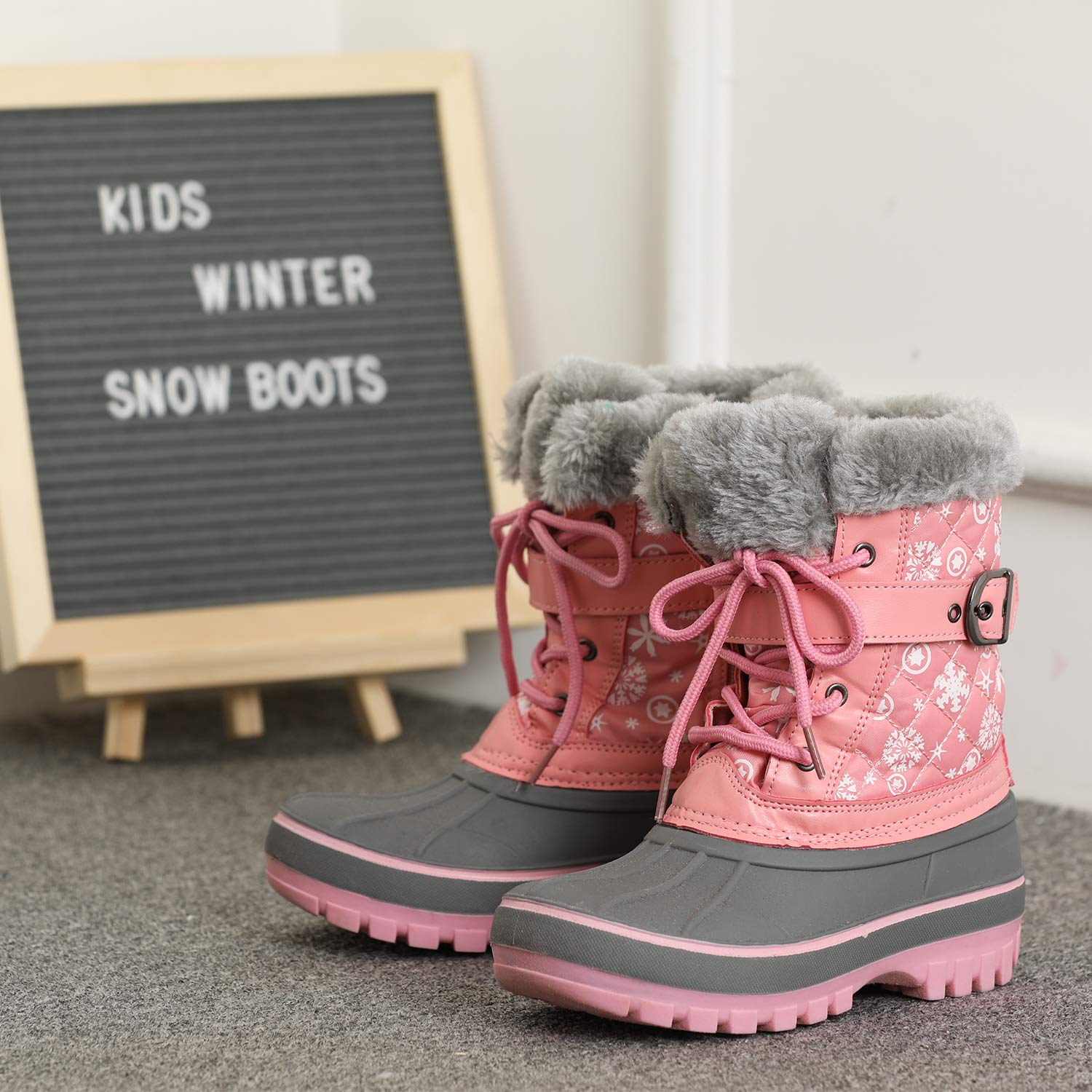 **DREAM PAIRS Kids Snow Boots for Girls & Boys - Waterproof Winter Boots with Faux Fur Lining, Anti-Slip Sole, Warm & Cozy for Outdoor Play, School & Snow Days**