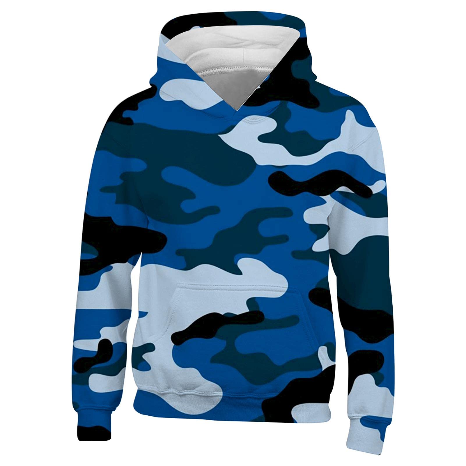 **Boys Girls Camouflage Hooded Sweatshirt - Kids' Camo Pullover Hoodie with Pocket for Outdoor Play & School Activities**