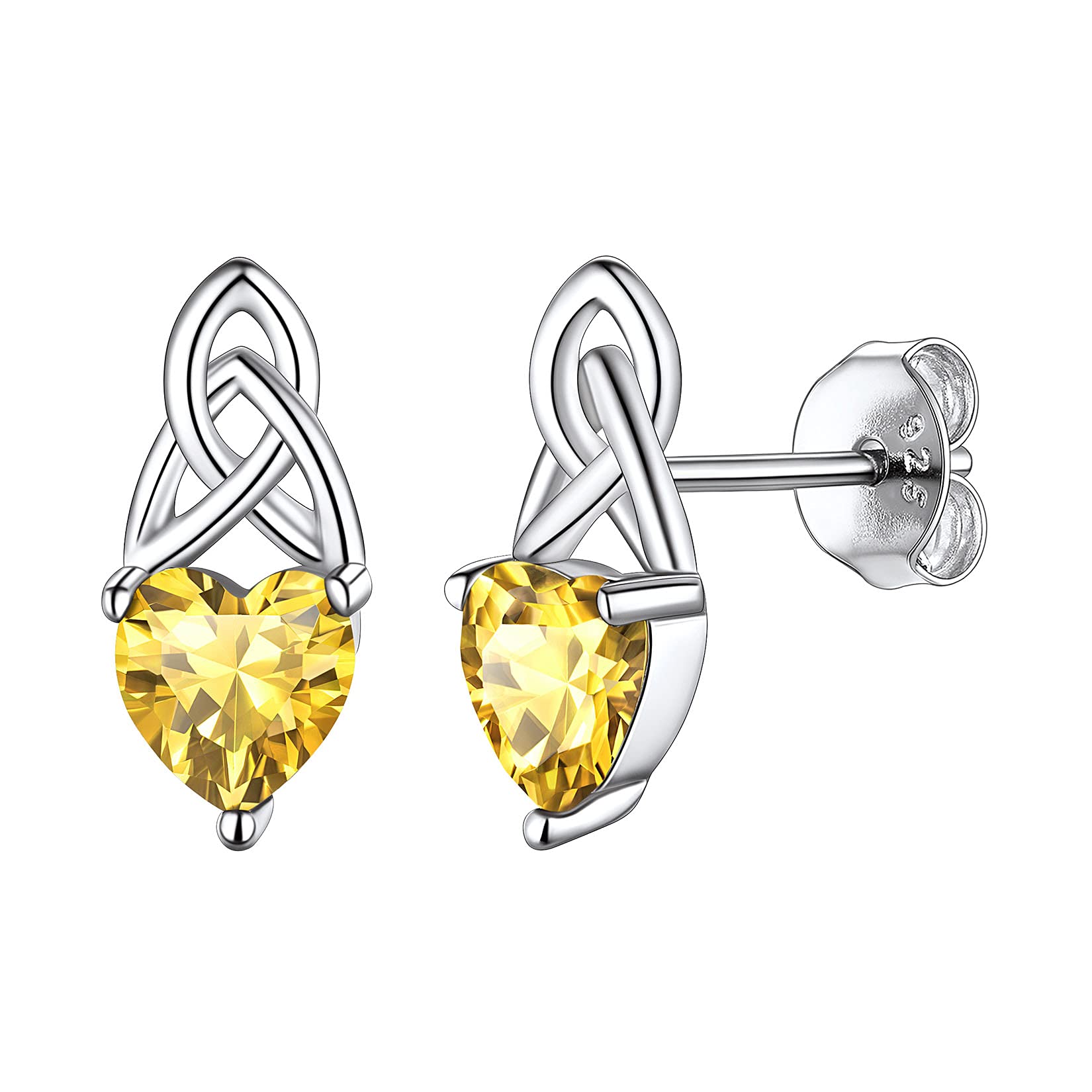Suplight 925 Sterling Silver Celtic Knot & Claddagh Heart Earrings with Birthstone - Irish Jewelry for Women & Girls (Gift Box Included) | Perfect for St. Patrick's Day, Weddings & Irish Heritage Gifts