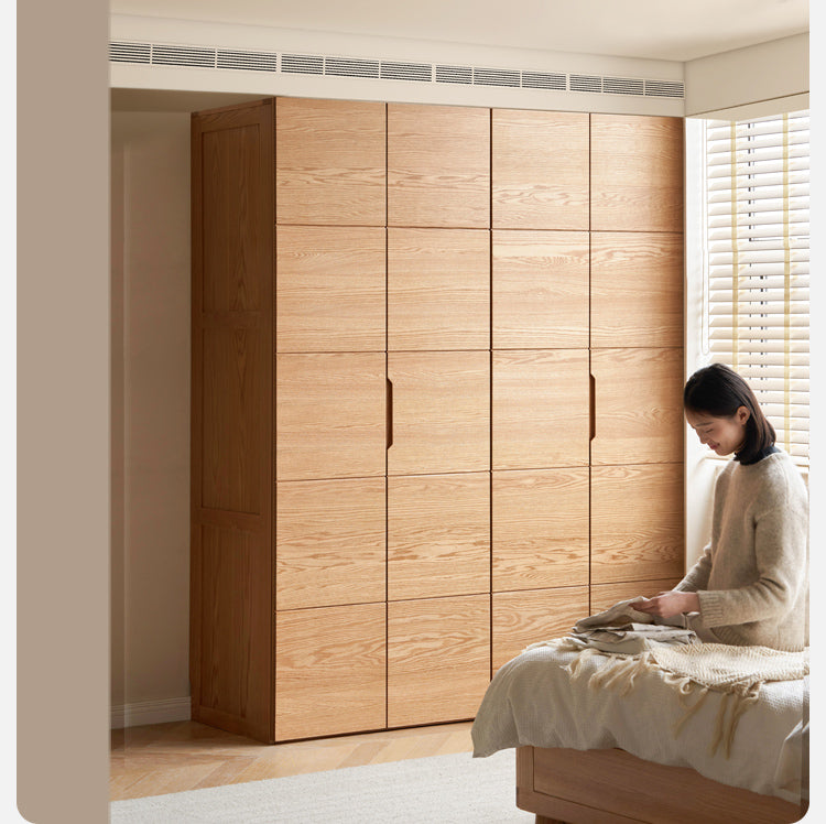 Solid Oak Wood Wardrobe with High Doors - Spacious Storage for Bedroom, Closet & Home Organization
