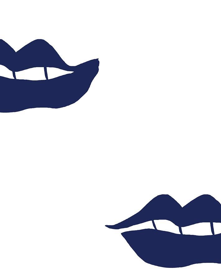 Clare V. Navy Lips Wallpaper - Self-Adhesive Peel & Stick Wallpaper for Home Decor, Bedroom, Living Room, Bathroom