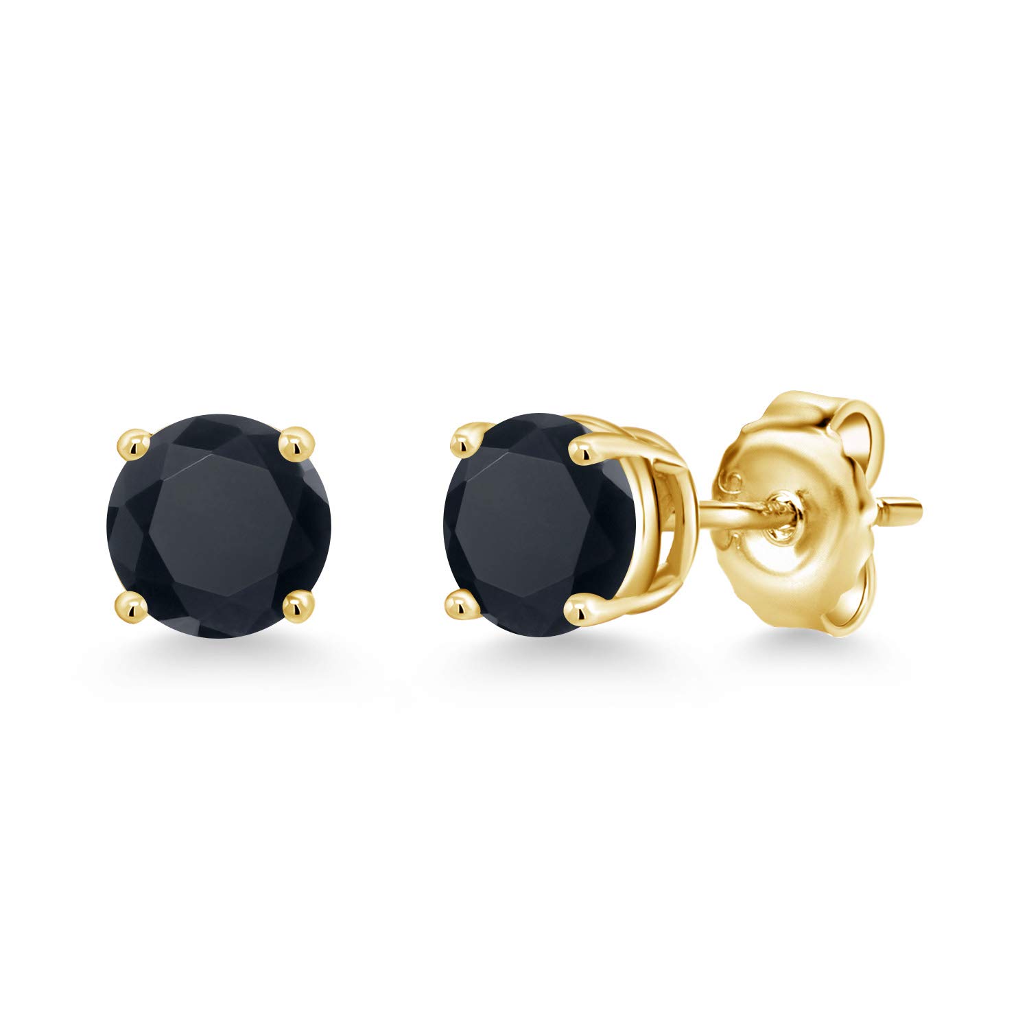 Gem Stone King 18K Yellow Gold Plated Sterling Silver 6MM Round Birthstone Stud Earrings for Women & Men | Personalized Zodiac Jewelry Gift for Birthday, Anniversary & Special Occasions
