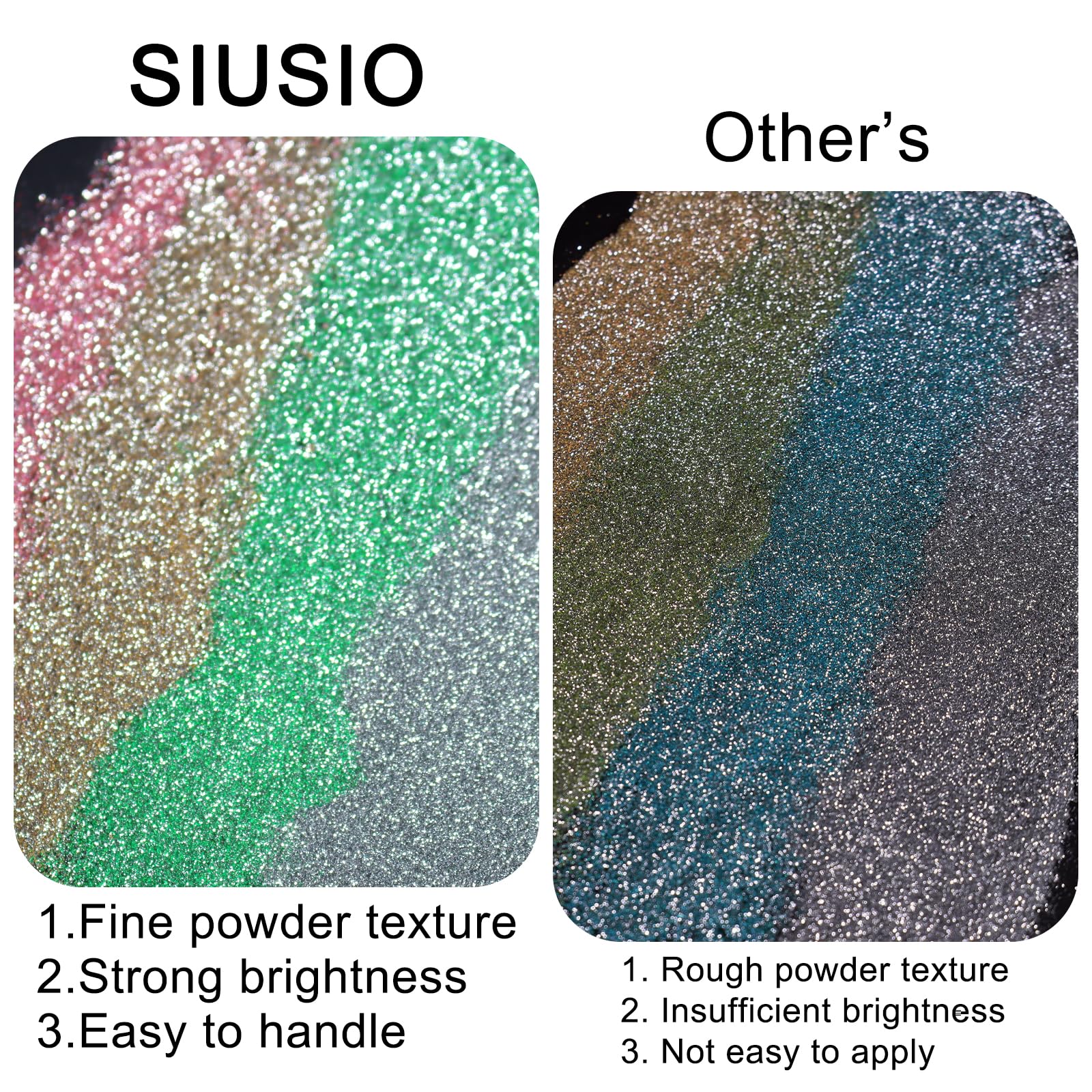 SIUSIO 8 Colors Diamond Nail Glitter Set - Reflective Glitter Dust & Shiny Sugar Nail Powder for Gel Polish Nail Art - Perfect for Disco Party, Nightclub, Wedding & DIY Nail Crafts