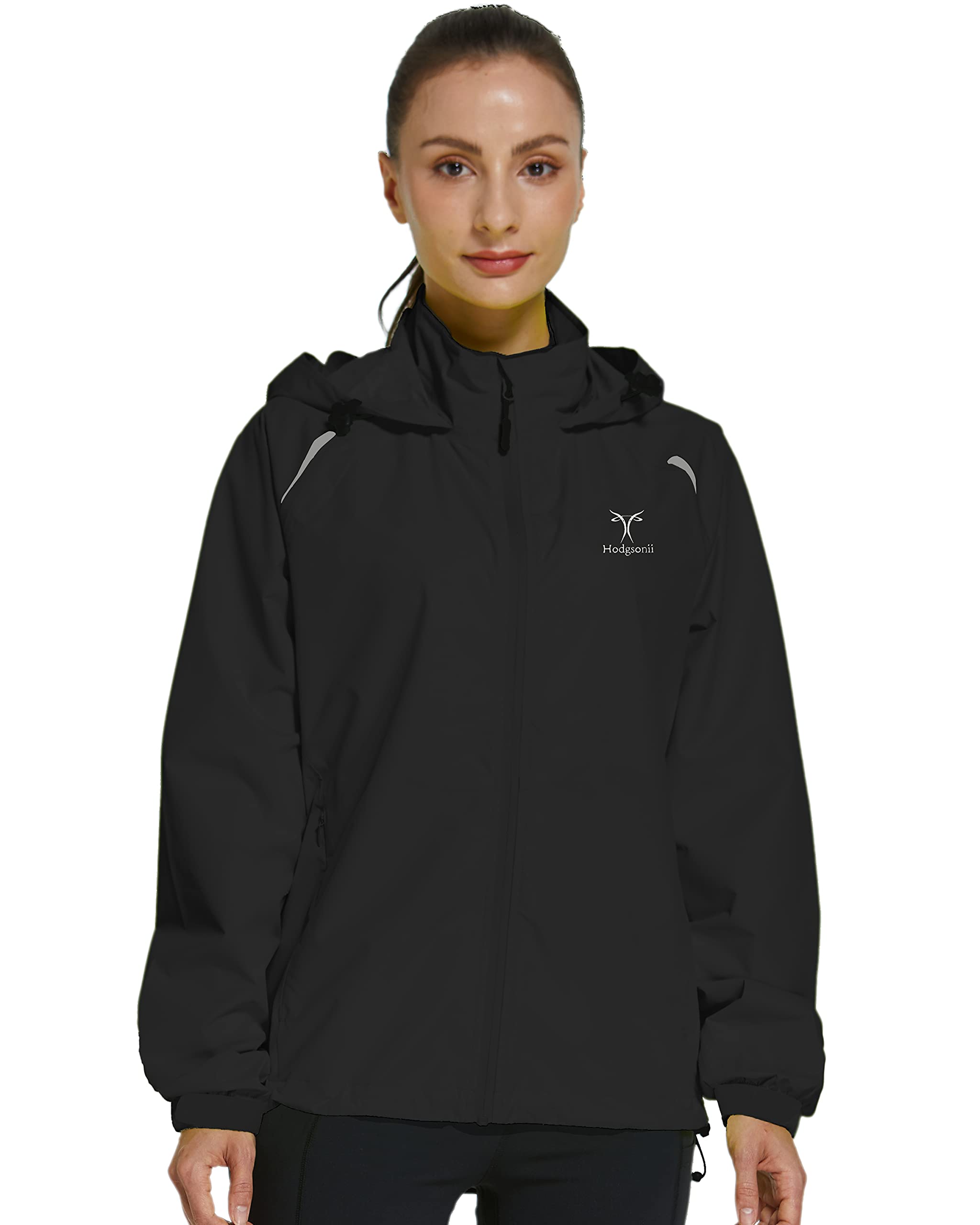 Women's Waterproof Cycling Rain Jacket - Lightweight Windbreaker Running Jacket with Reflective Strips & Packable Hood - Perfect for Hiking, Outdoor Sports & Commuting