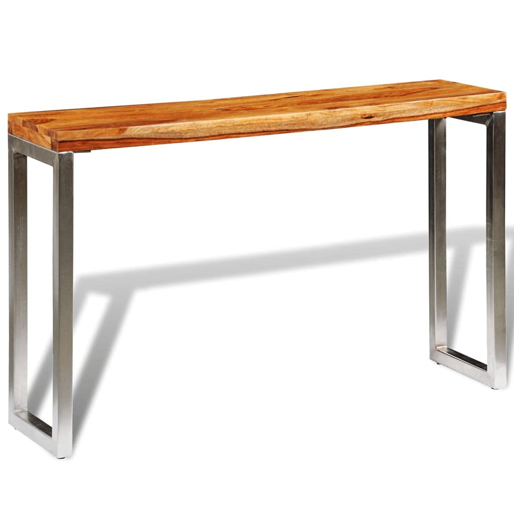 Solid Sheesham Wood Console Table with Steel Legs - Entryway Table, Sideboard, Sofa Side Table, Coffee Table - Perfect for Living Room, Hallway & Entryway Decor