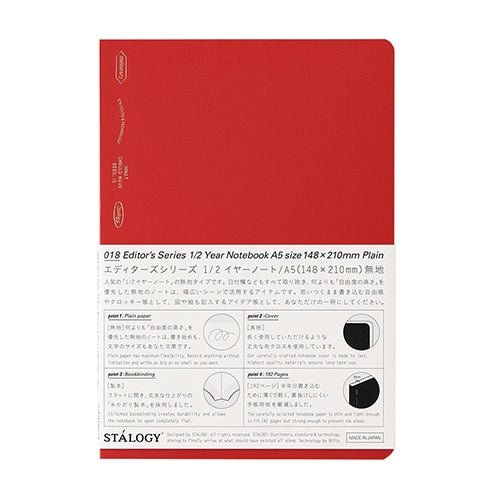 STALOGY Editor's Series 1/2 Year Planner Notebook - 184 Pages Dot Grid Journal for Daily Planning, Bullet Journaling & Note Taking | Perfect for Students, Professionals & Creative Writing