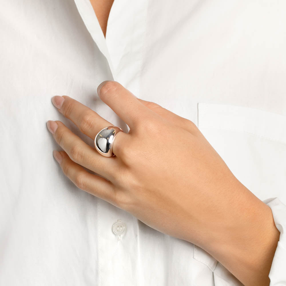 Silver Ball Dome Ring for Women - Minimalist Stackable Ring for Everyday Wear, Gift for Her, Wedding, Anniversary, or Special Occasion