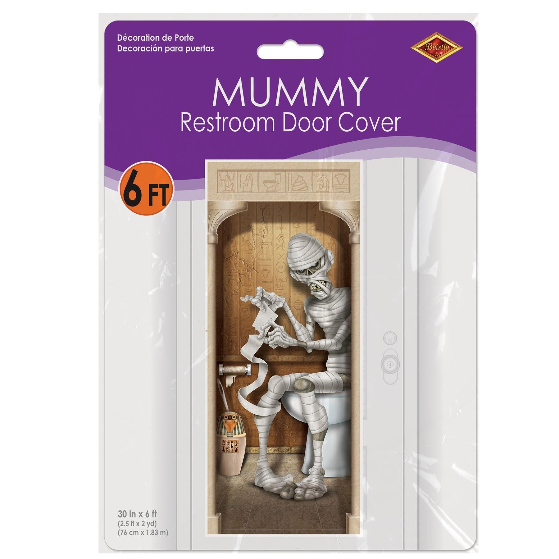 12 Pack Beistle Halloween Mummy Restroom Door Cover - Spooky Bathroom Decor for Halloween Party, Haunted House & Trick or Treat Decorations