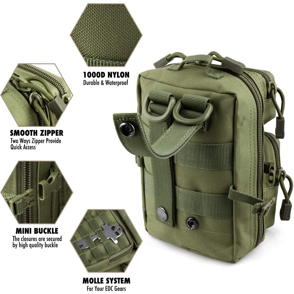 Tactical MOLLE Utility Pouch - EDC Tool Organizer & Phone Holder | Compact Waist Pack for Medical IFAK, Outdoor Gear & Everyday Carry | Perfect for Hiking, Camping & Emergency Preparedness