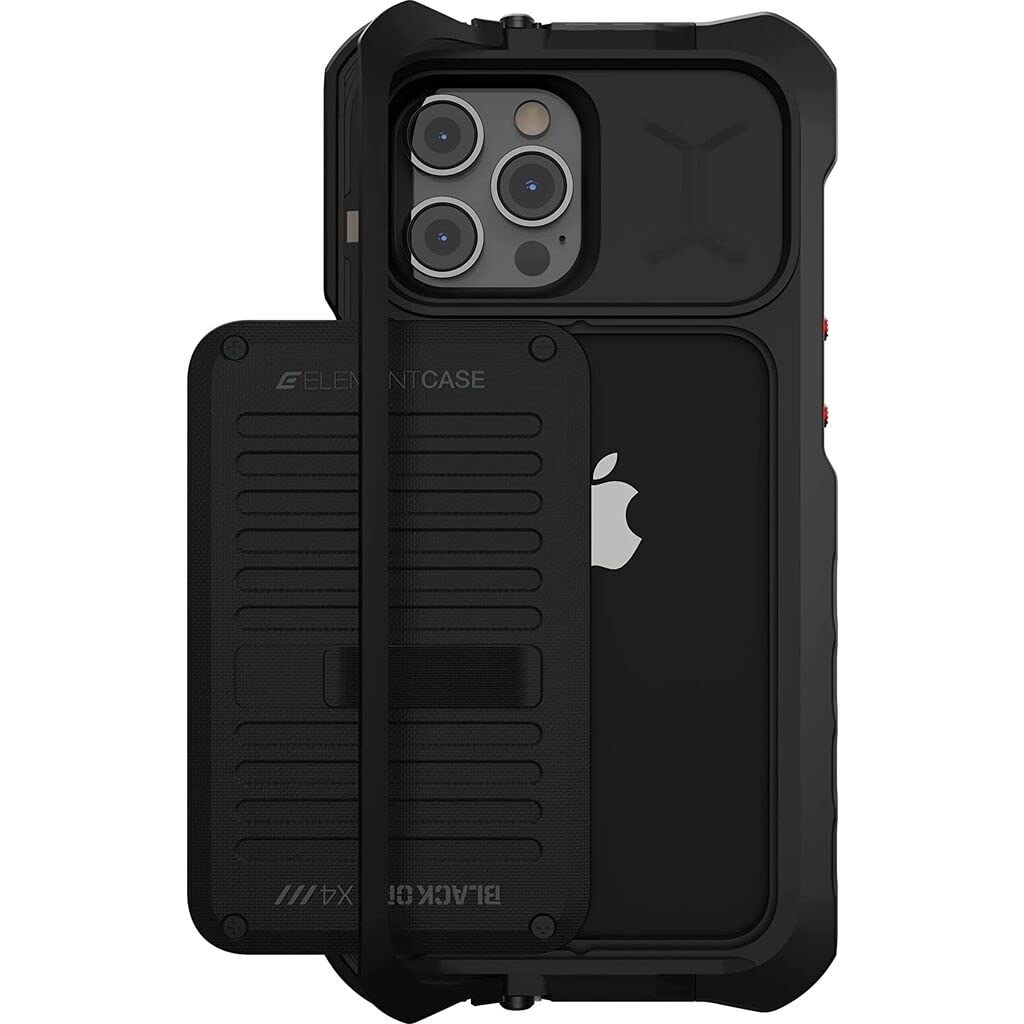 Element Case Black Ops Rugged Tactical Shockproof iPhone 13 Pro Max Case with Wallet & Card Holder - Military-Grade Protection with Kickstand - Perfect for Outdoor Adventures, Travel & Daily Use (Black, EMT-322-252FV-01)
