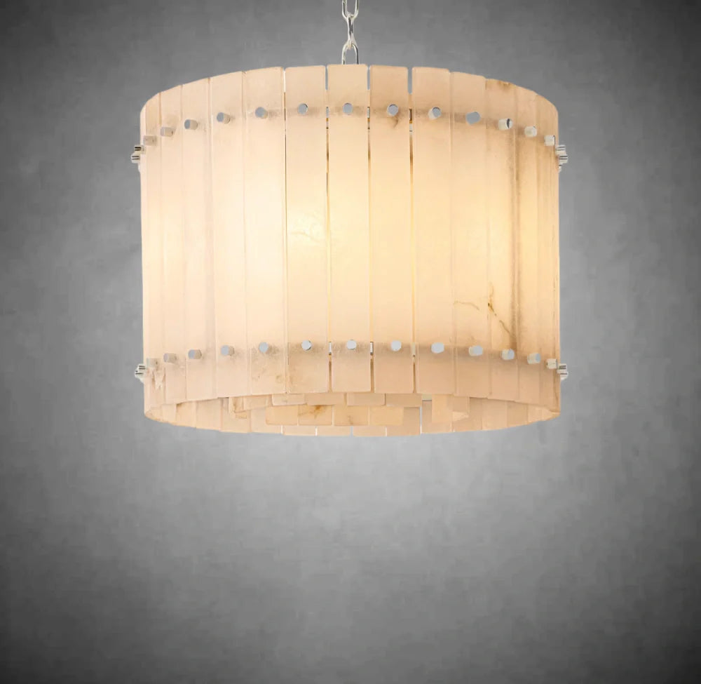 Lux Alabaster Round Chandelier - Modern Crystal Ceiling Light Fixture for Dining Room, Bedroom & Living Room | Elegant Home Decor Lighting