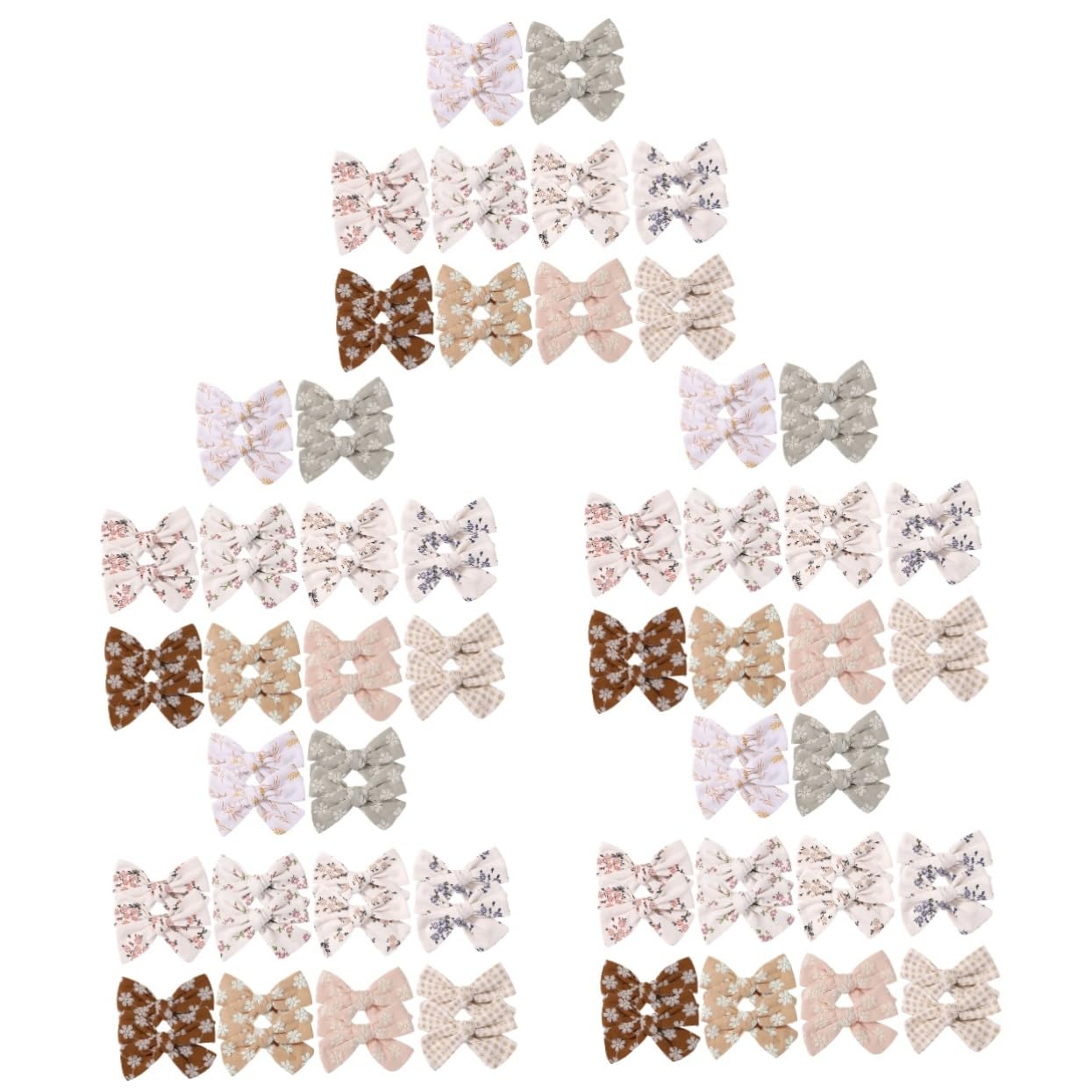 iFundom 5 Sets Floral Print Hair Bows for Girls - Baby Hair Ties, Bands & Clips (20pcs x 5) - Perfect for Parties, School & Photo Shoots