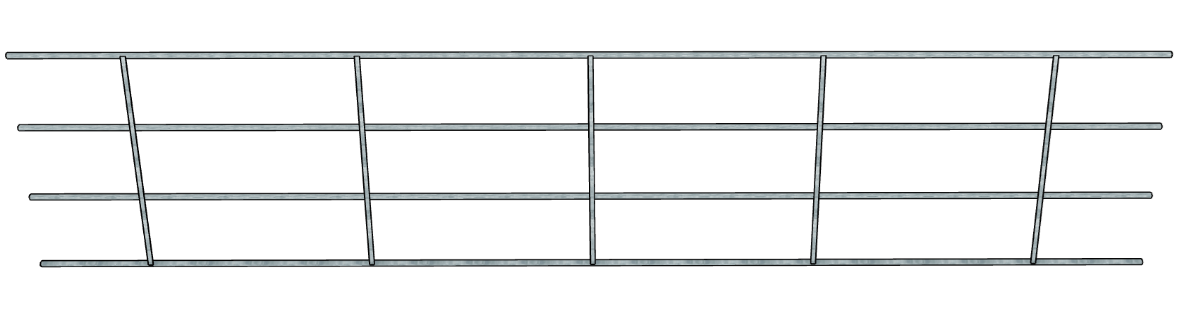 20 Ft Galvanized Steel 4-Rail Continuous Fencing Panel - Heavy Duty Horse & Livestock Fence for Ranch, Farm & Pasture Security
