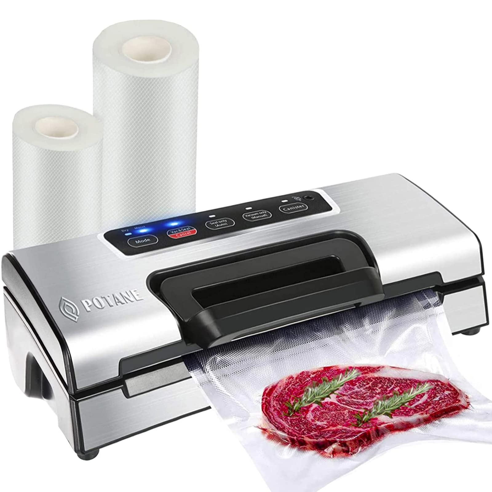 Premium Vacuum Sealer Machine for Food Storage - Automatic & Manual Modes with Built-in Cutter | Includes 2 Bag Rolls (11”x16’ & 8”x16’) | Compact Design for Kitchen Countertop | Perfect for Meal Prep, Sous Vide & Long-Term Food Preservation