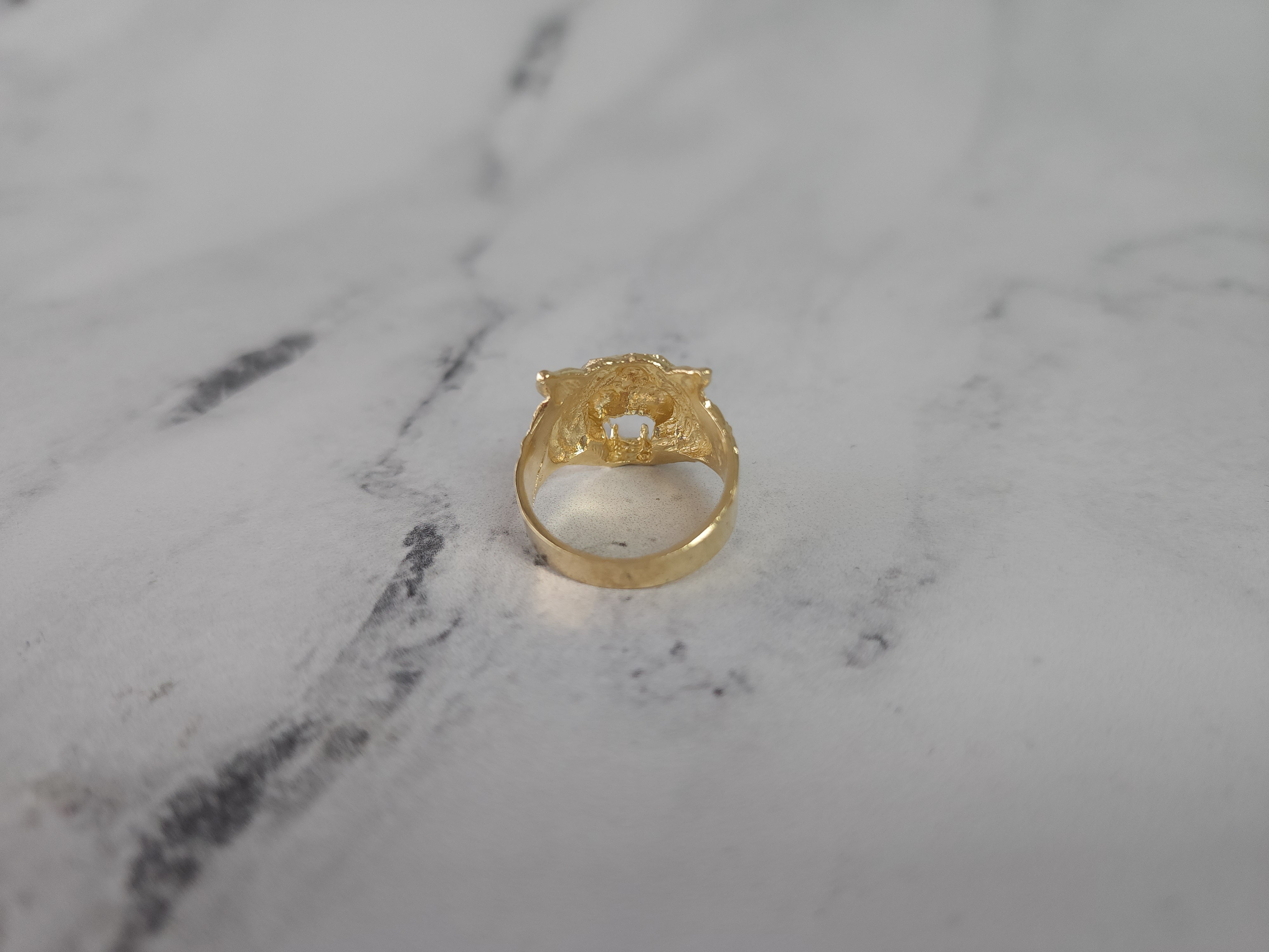 14k Yellow Gold Lion Ring with Diamond Cuts - Elegant Statement Jewelry for Men & Women, Perfect for Gifts, Weddings, and Special Occasions