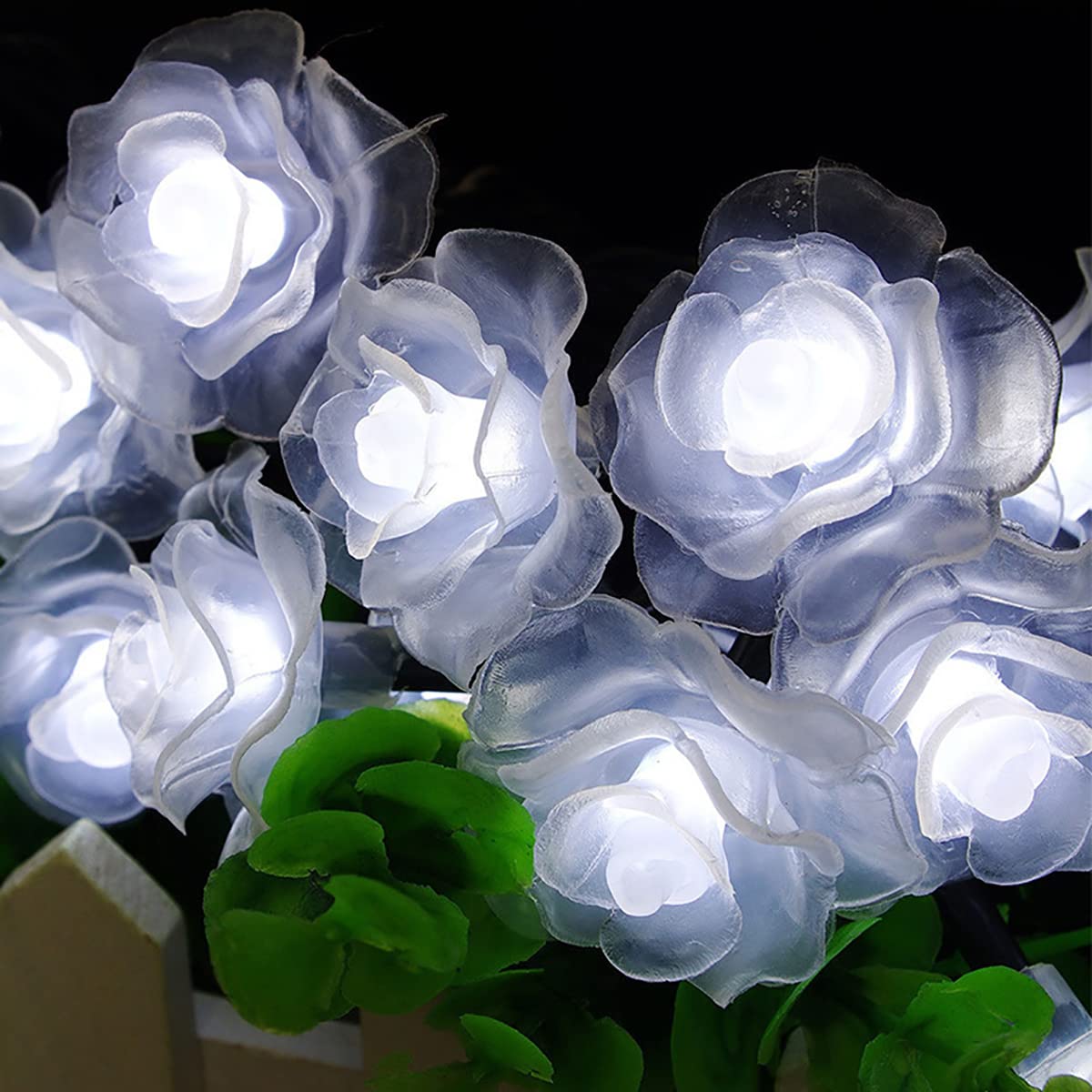20LED Solar Flower String Lights - Waterproof Rose Fairy Lights with 2 Modes for Garden, Path, Home, Wedding & Party Decor (Rose-White) | Perfect for Outdoor Christmas, Patio, Backyard & Landscape Lighting