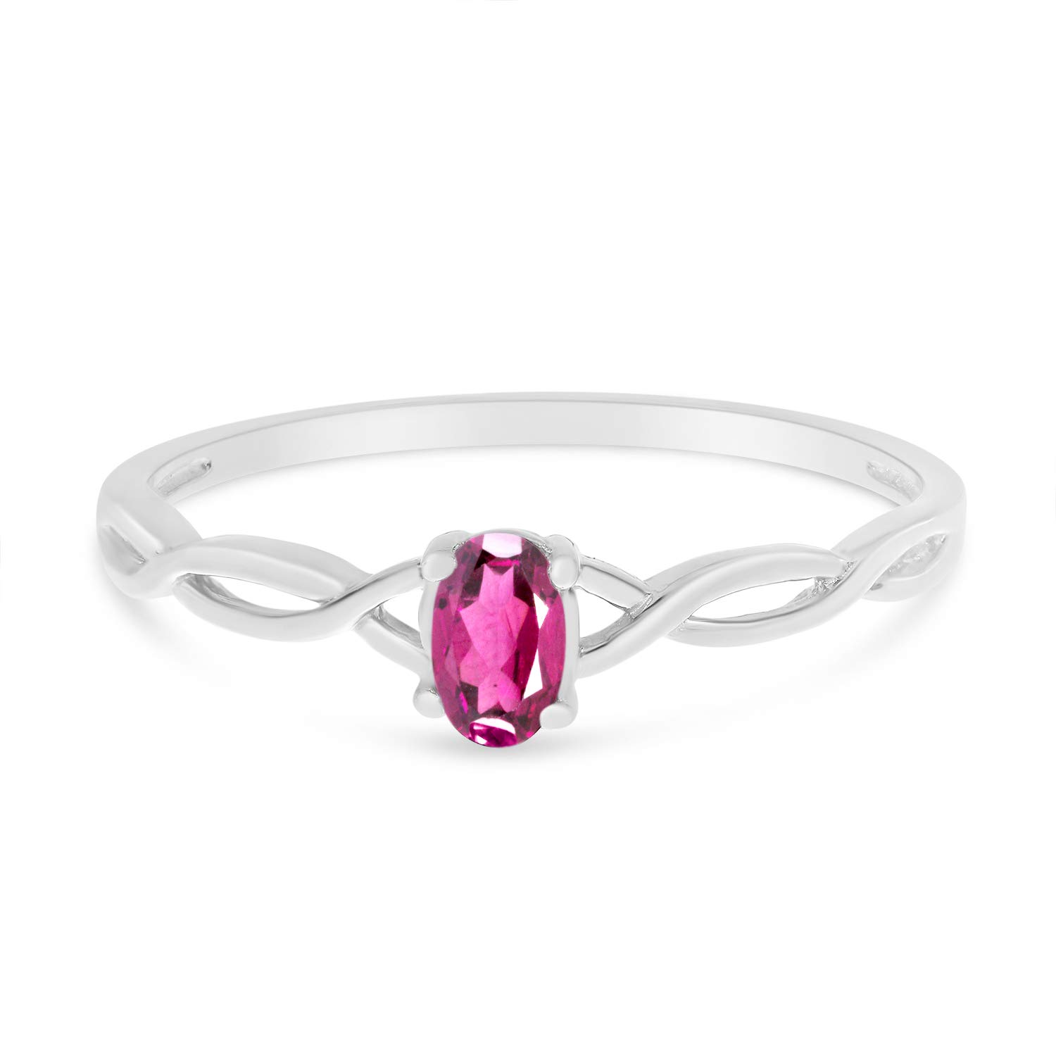 10K White Gold Oval Pink Topaz Ring for Women – Elegant Birthstone Jewelry Gift for Anniversary, Engagement & Special Occasions