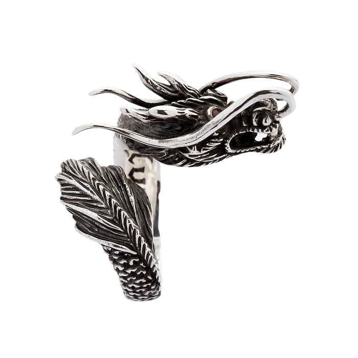 Red Eyes Sterling Silver Dragon Ring for Men & Women | Gothic Fantasy Jewelry | Perfect for Cosplay, Halloween & Gift Giving
