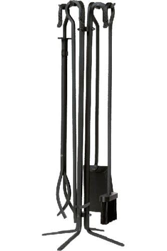 5-Piece Black Wrought Iron Fireplace Tool Set - Heavy Duty Fireplace Accessories for Home, Hearth & Outdoor Fire Pits