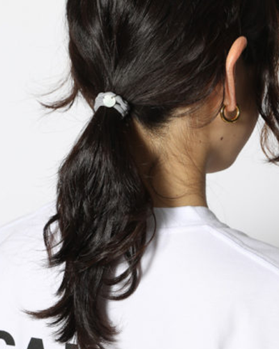 AC 23SW401 Logo Charm Hair Tie - Stylish Hair Accessories for Women & Girls - Perfect for School, Work, Parties & Everyday Use