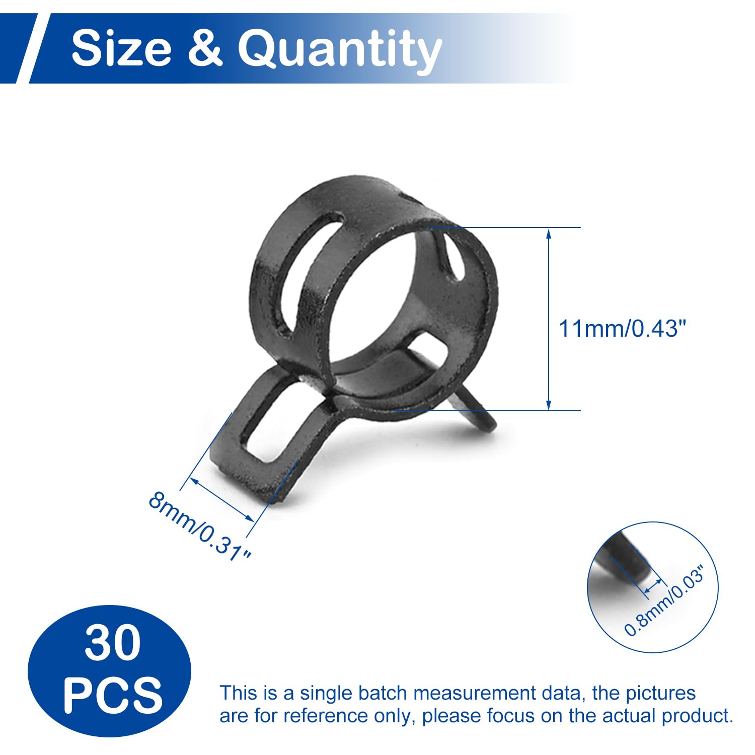 MroMax 30Pcs 11mm Hose Clamps for Fuel Line & Vacuum Hose - Automotive Fastener