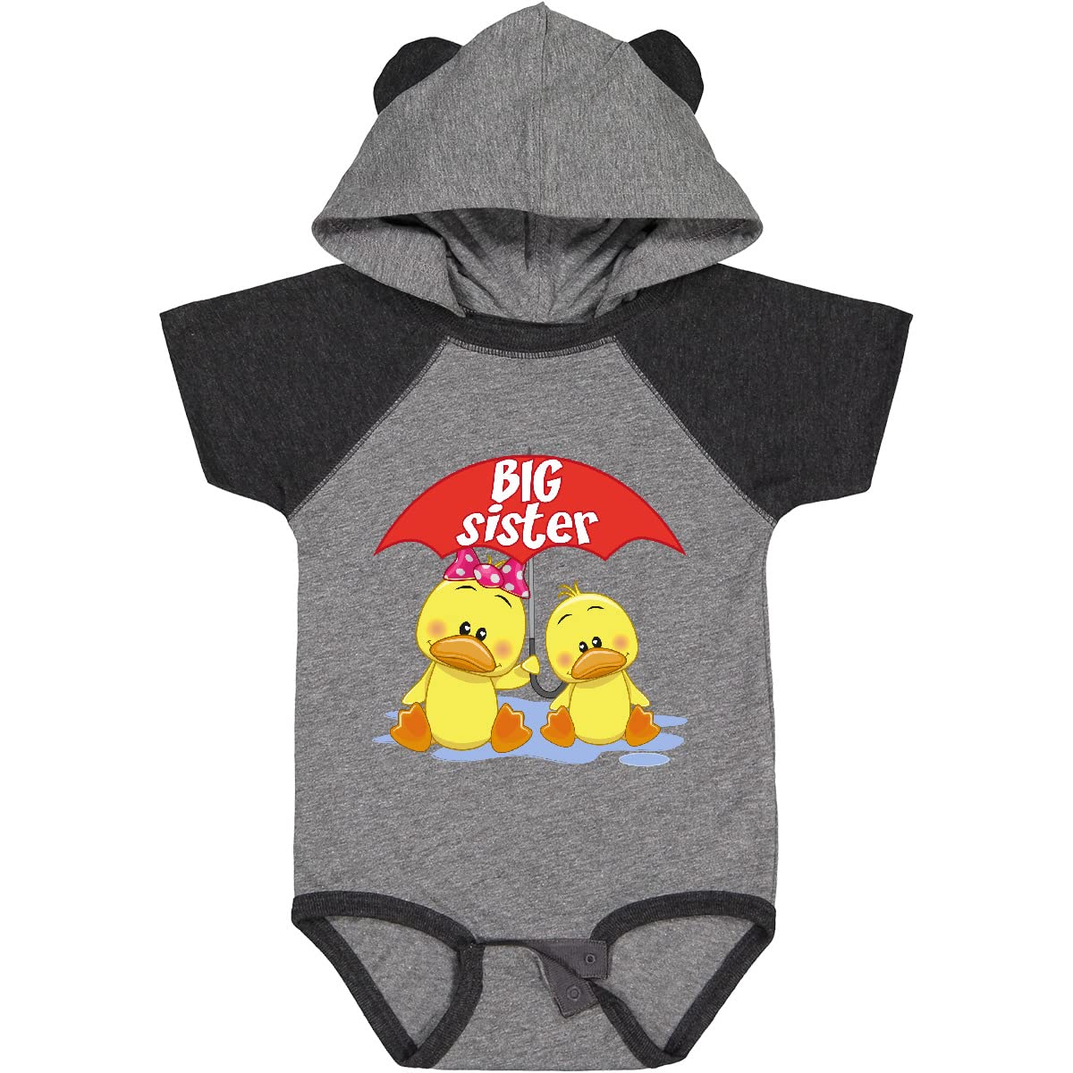 Inktastic Big Sister Duck Baby Bodysuit - Cute Duck Design for Newborns & Infants - Perfect for Sibling Announcement, Baby Shower Gift & Family Photos