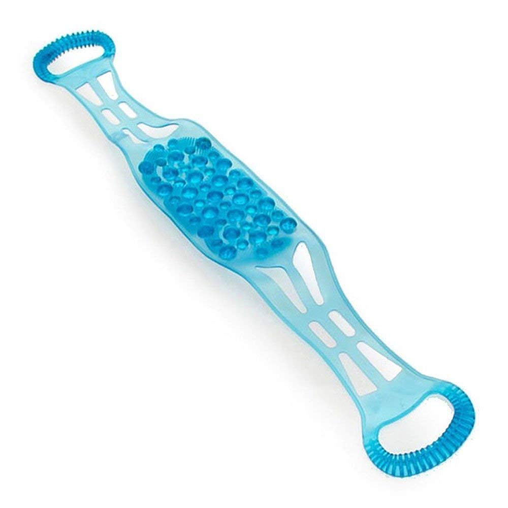 MARJI&ANUVRUTTI Silicone Dual Sided Back Scrubber Brush - Exfoliating Body Scrubber & Foot Massager with Pumice Stone - Shower Bath Belt for Deep Cleansing & Relaxation (Blue) - Perfect for Spa, Home Bath & Travel Use