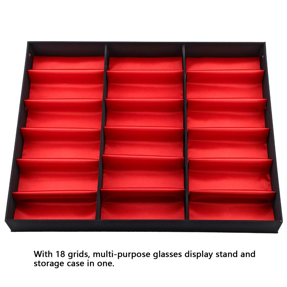 18 Grids Acrylic Glasses Display Stand - Sunglasses Storage Box & Jewelry Organizer with Watch Holder - Perfect for Eyewear Retail Stores, Home Organization, and Watch Collections