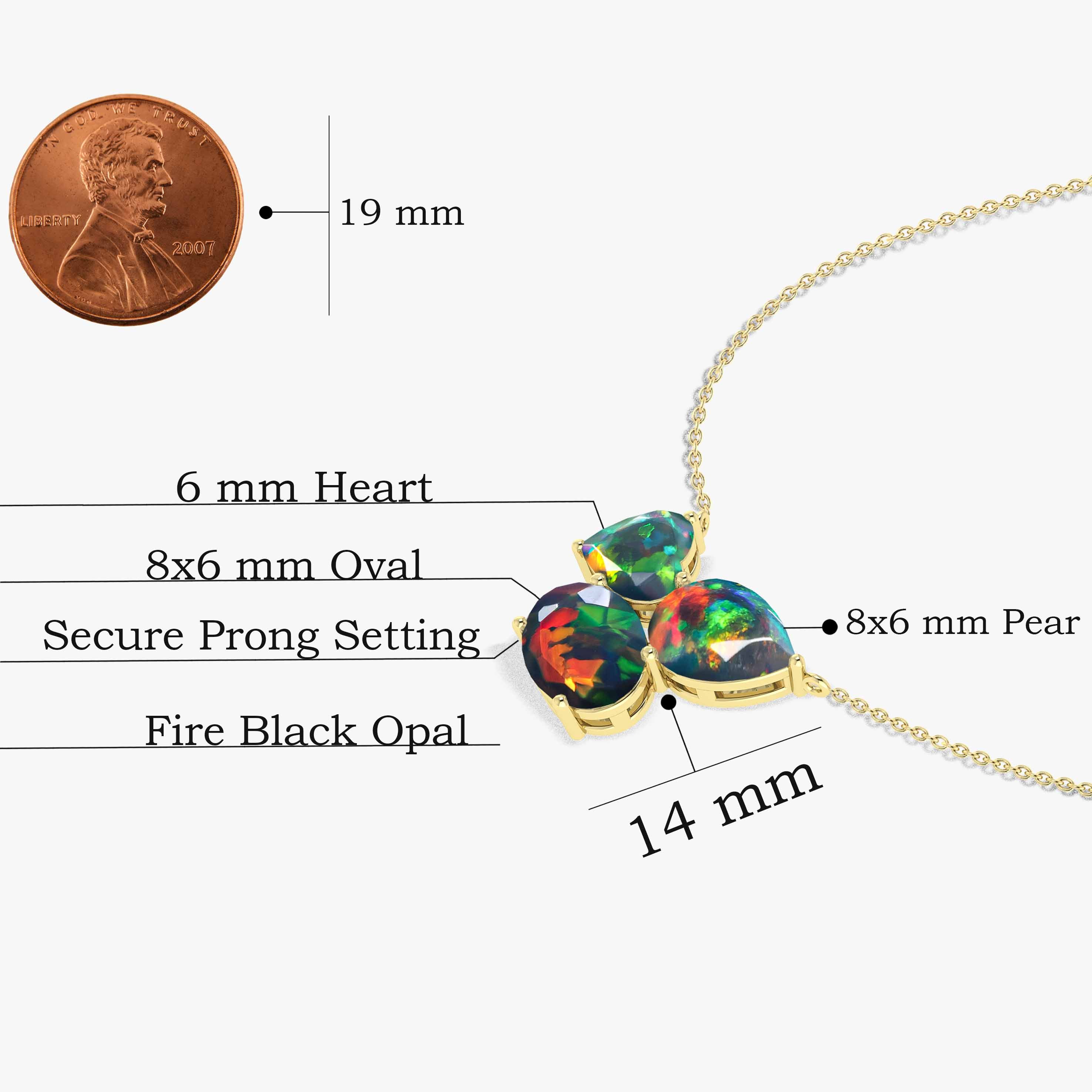 Black Opal Three Stone Pendant Necklace - Elegant Sterling Silver Jewelry for Women | Perfect for Weddings, Anniversaries & Special Occasions