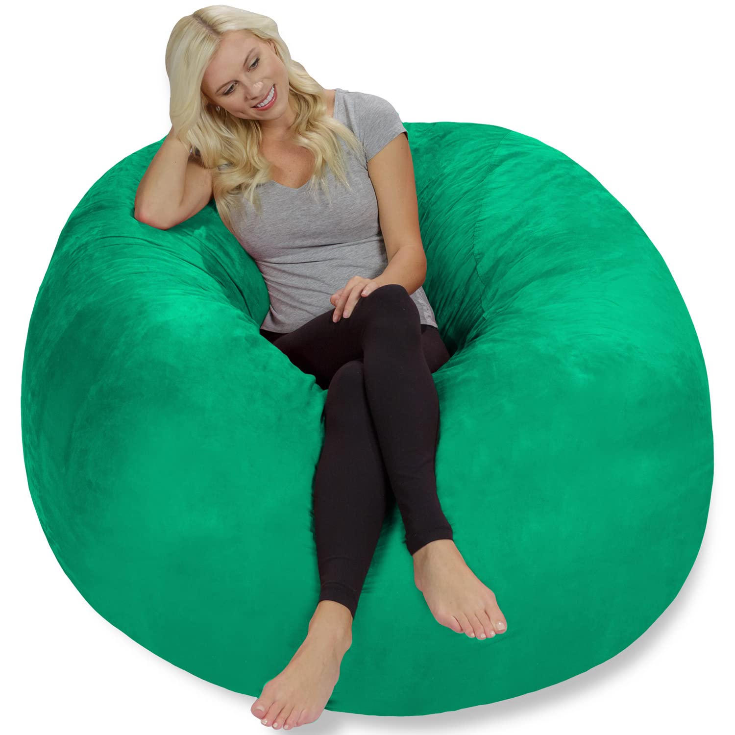 Chill Sack 5' Giant Memory Foam Bean Bag Chair - Ultra Soft Microfiber Cover in Seafoam Green - Perfect for Living Rooms, Game Rooms & Dorm Lounging